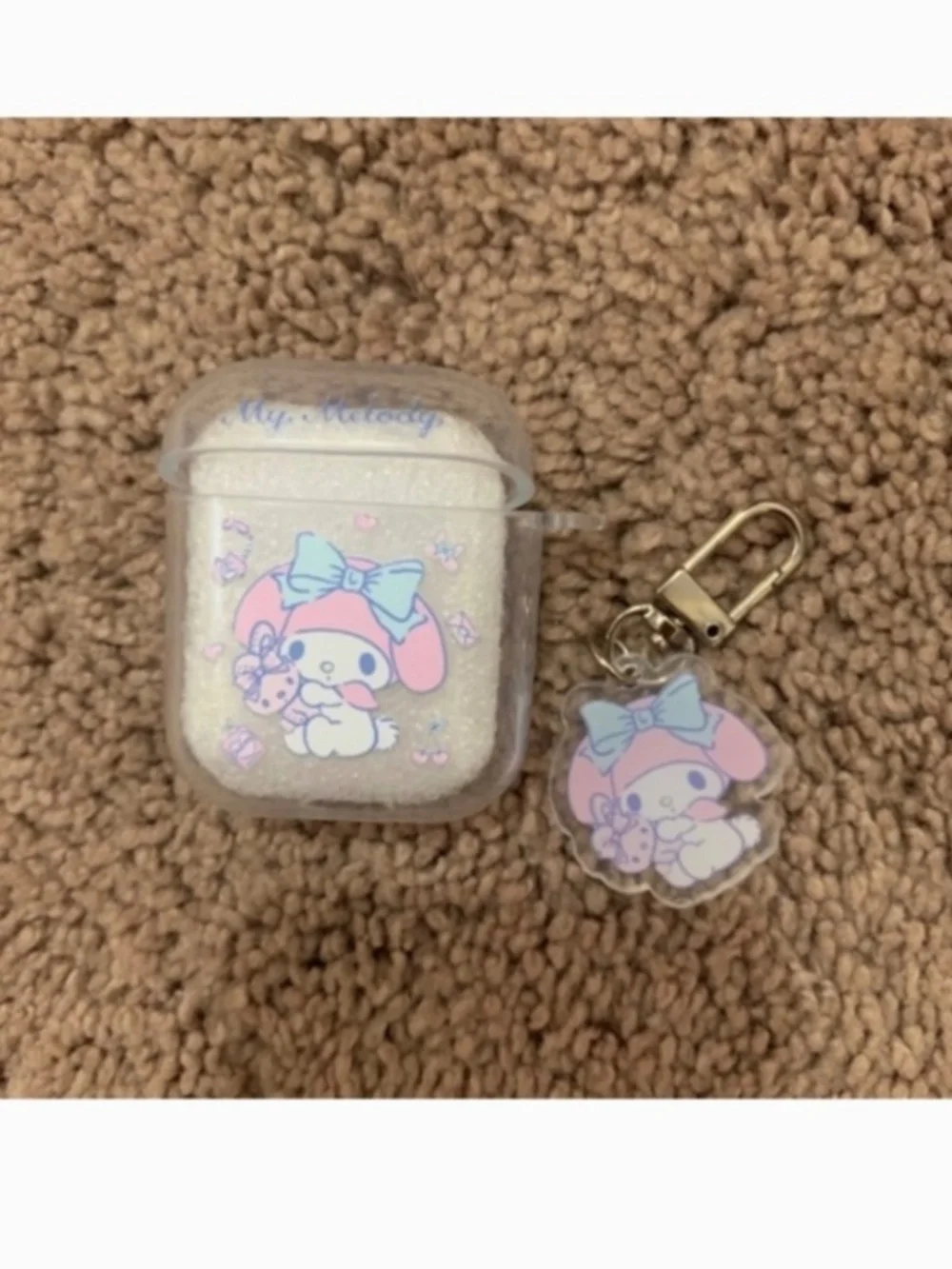 2items.AirPods 1/2/pro1 trasparent cartoon silicone Earphone Case Cover Keychain
